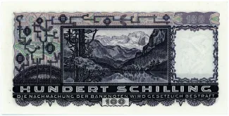 Austria 100 Schilling, 1936 P-101 - KK# 191.a reverse