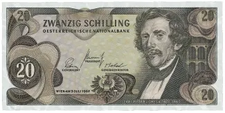 Austria 20 Schilling, 1967 obverse