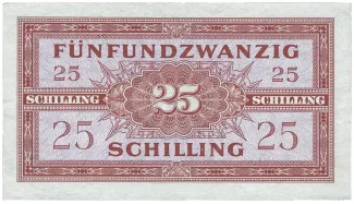 Austria 25 Schilling, 1945 P-108 - KK#213.a - without "X" near searial number reverse