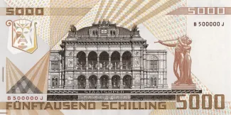 Austria 5.000 Schilling, 1988 reverse