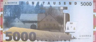 Austria 5,000 Schilling, 1995 - Unissued reverse