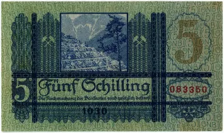 Austria 5 Schilling, 1927 reverse