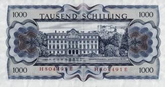 Austria 1,000 Schilling, 1966 P-147 - KK#249.a - Issued note reverse