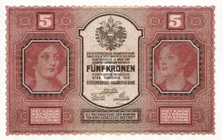 Austrian Empire 5 Kronen, 1918 P-22 obverse