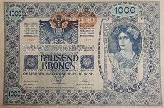 Austrian Empire 1,000 Kronen, 1902 P-8 - KK#115b - grey-rose underprint obverse