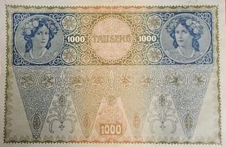 Austrian Empire 1,000 Kronen, 1902 P-8 - KK#115b - grey-rose underprint reverse
