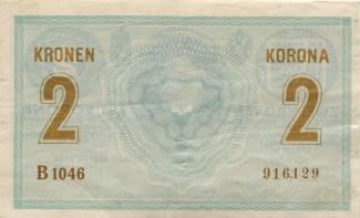 Austrian Empire 2 Kronen, 1914 P-17 - KK# 124b - series B reverse