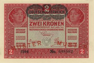 Austrian Empire 2 Kronen, 1917 P-21 - KK# 128.s - specimen (MUSTER) obverse
