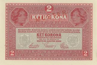 Austrian Empire 2 Kronen, 1917 P-21 - KK# 128.s - specimen (MUSTER) reverse