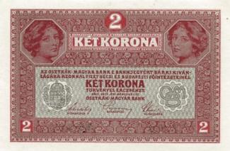 Austrian Empire 2 Kronen, 1917 P-21 - KK# 128.b - A 1000-1100 series reverse