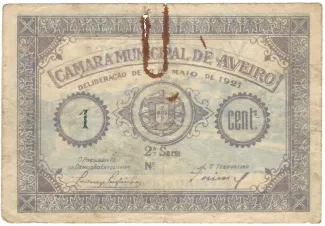 Aveiro, District of 1 Centavo, 1921 obverse