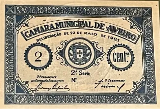 Aveiro, District of 2 Centavos, 1921 obverse