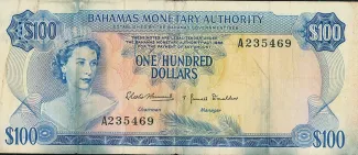Bahamas 100 Dollars - Elizabeth II, 1968 obverse