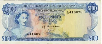 Bahamas 100 Dollars - Elizabeth II, 1974 obverse