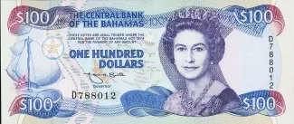 Bahamas 100 Dollars - Elizabeth II, 1992 obverse
