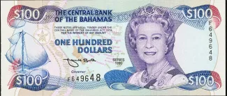 Bahamas 100 Dollars - Elizabeth II, 1996 obverse