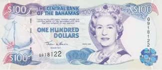 Bahamas 100 Dollars - Elizabeth II, 2000 obverse