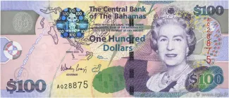 Bahamas 100 Dollars - Elizabeth II, 2009 obverse
