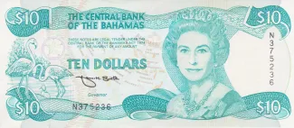 Bahamas 10 Dollars - Elizabeth II, 1992 obverse