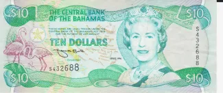 Bahamas 10 Dollars - Elizabeth II, 1996 obverse