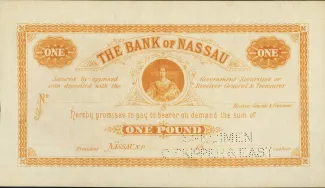 Bahamas 1 Pound - Victoria, 1870 obverse