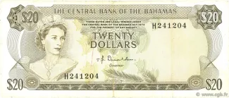 Bahamas 20 Dollars - Elizabeth II, 1974 obverse