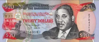 Bahamas 20 Dollars, 1993 obverse