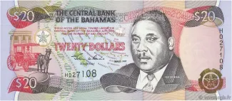 Bahamas 20 Dollars, 1997 obverse