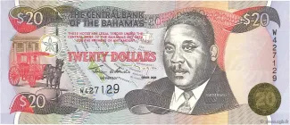 Bahamas 20 Dollars, 2000 obverse