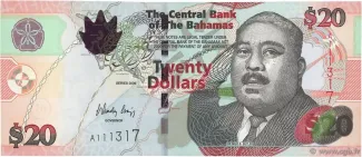 Bahamas 20 Dollars, 2006-2010 obverse