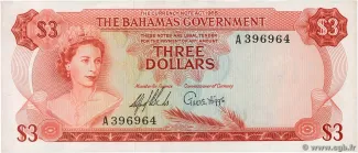 Bahamas 3 Dollars - Elizabeth II, 1965 obverse