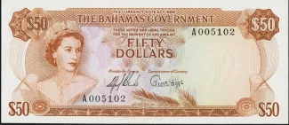 Bahamas 50 Dollars - Elizabeth II, 1965 obverse