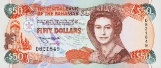 Bahamas 50 Dollars - Elizabeth II, 1992 obverse