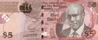 Bahamas 5 Dollars, 2007-2013 obverse
