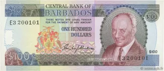 Barbados 100 Dollars, 1986-1994 obverse