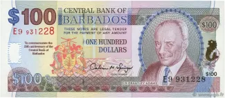 Barbados 100 Dollars, 1997 P-53 obverse