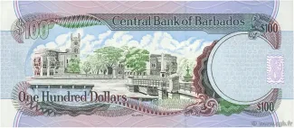 Barbados 100 Dollars, 1997 P-53 reverse
