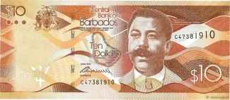 Barbados 10 Dollars, 2013-2018 obverse