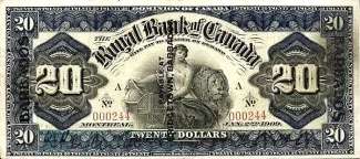 Barbados 20 Dollars, 1909 obverse