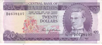 Barbados 20 Dollars, 1973 obverse