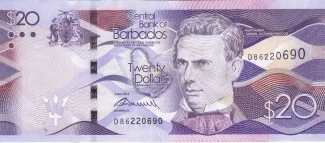 Barbados 20 Dollars, 2013-2018 obverse