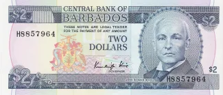 Barbados 2 Dollars, 1980-1993 obverse
