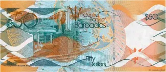 Barbados 50 Dollars, 2016 P-79 reverse