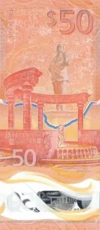 Barbados 50 Dollars, 2022-2024 reverse