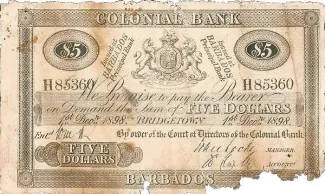 Barbados 5 Dollars, 1898-1912 obverse