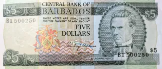 Barbados 5 Dollars, 1973 obverse