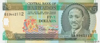 Barbados 5 Dollars, 1996 obverse