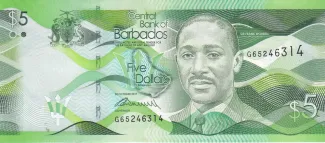 Barbados 5 Dollars, 2013-2018 obverse