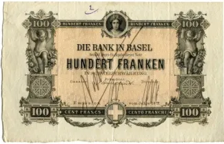 Basel 100 Francs, 1877-1879 obverse
