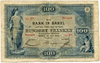 Basel 100 Francs, 1889-1905 obverse